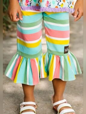 Matilda Jane Let’s Go Together Be With You Big Ruffle Stripe Pants Girls Size 8